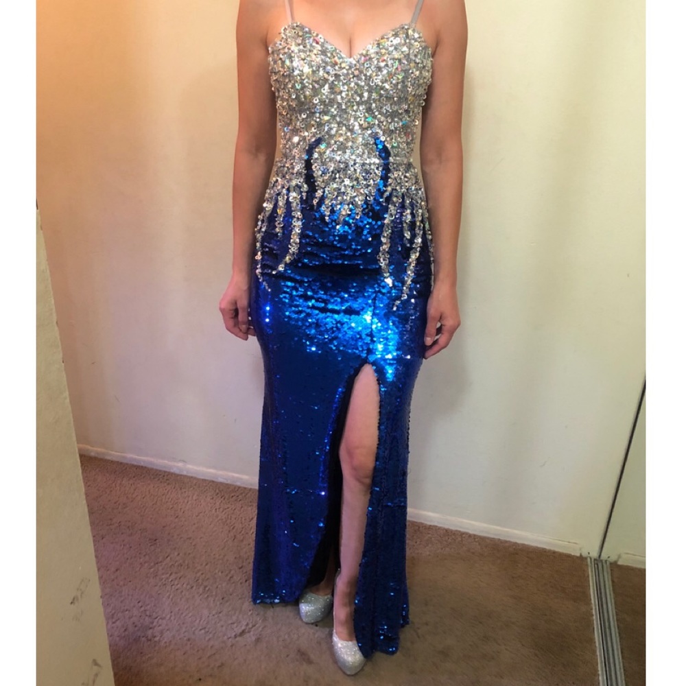 Blue and silver sequin dress (WORN ONCE)